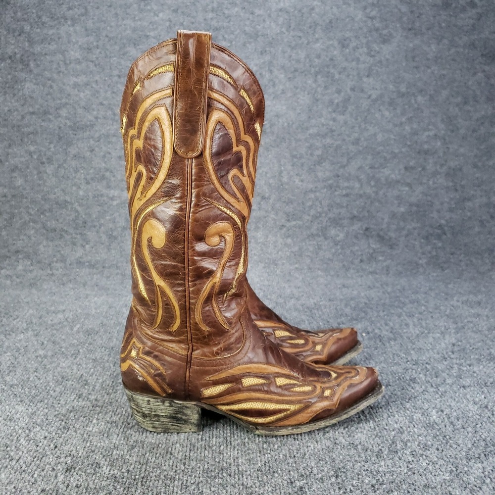 Lane‎ "Bailey" Boots Womens Size 7B Brown Embroidered W Natural Jute Inlays ZZ